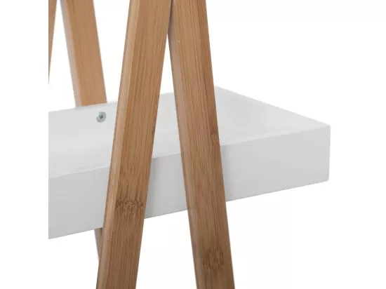 Étagère de rangement Desserte 3 niveaux en Bambou et bois Blanc H 82 cm