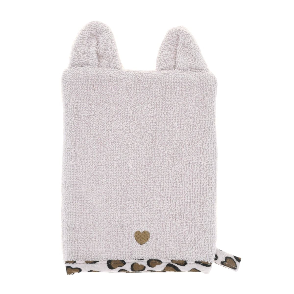 Gant de toilette éponge écru léopard - Chaton Amande