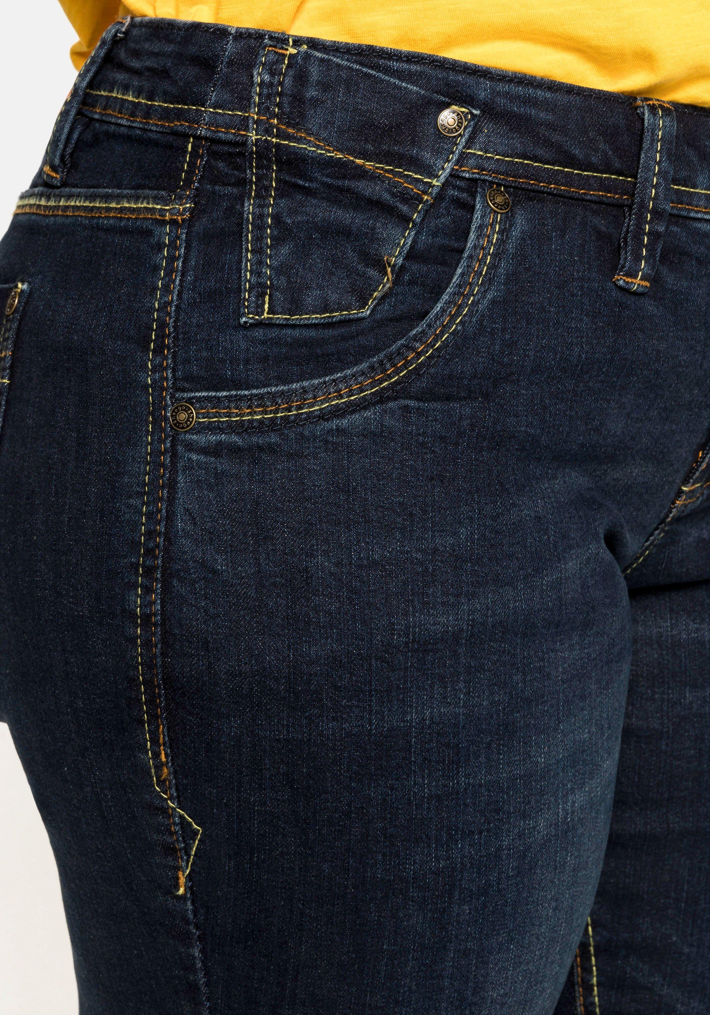 Gerade Stretch-Jeans mit Used-Effekten