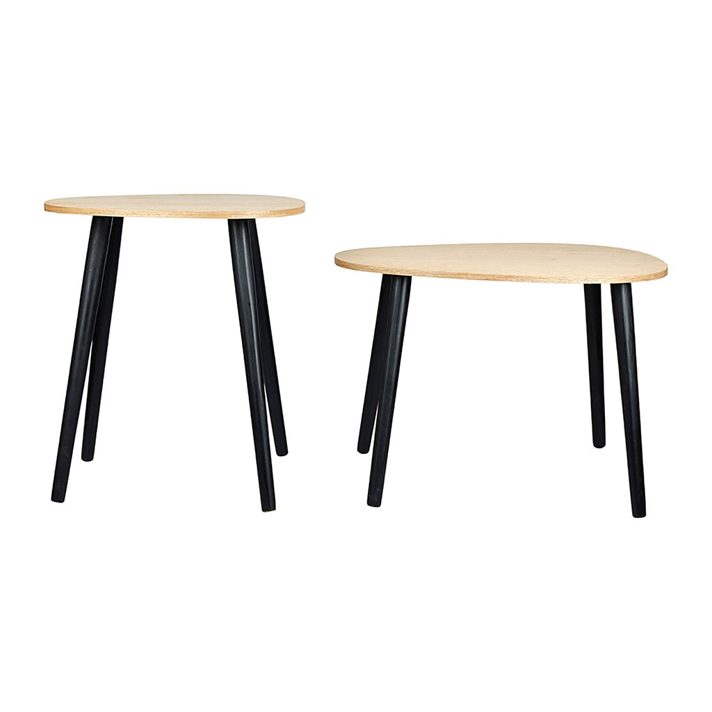 Paire de tables gigognes carrées bois et noir