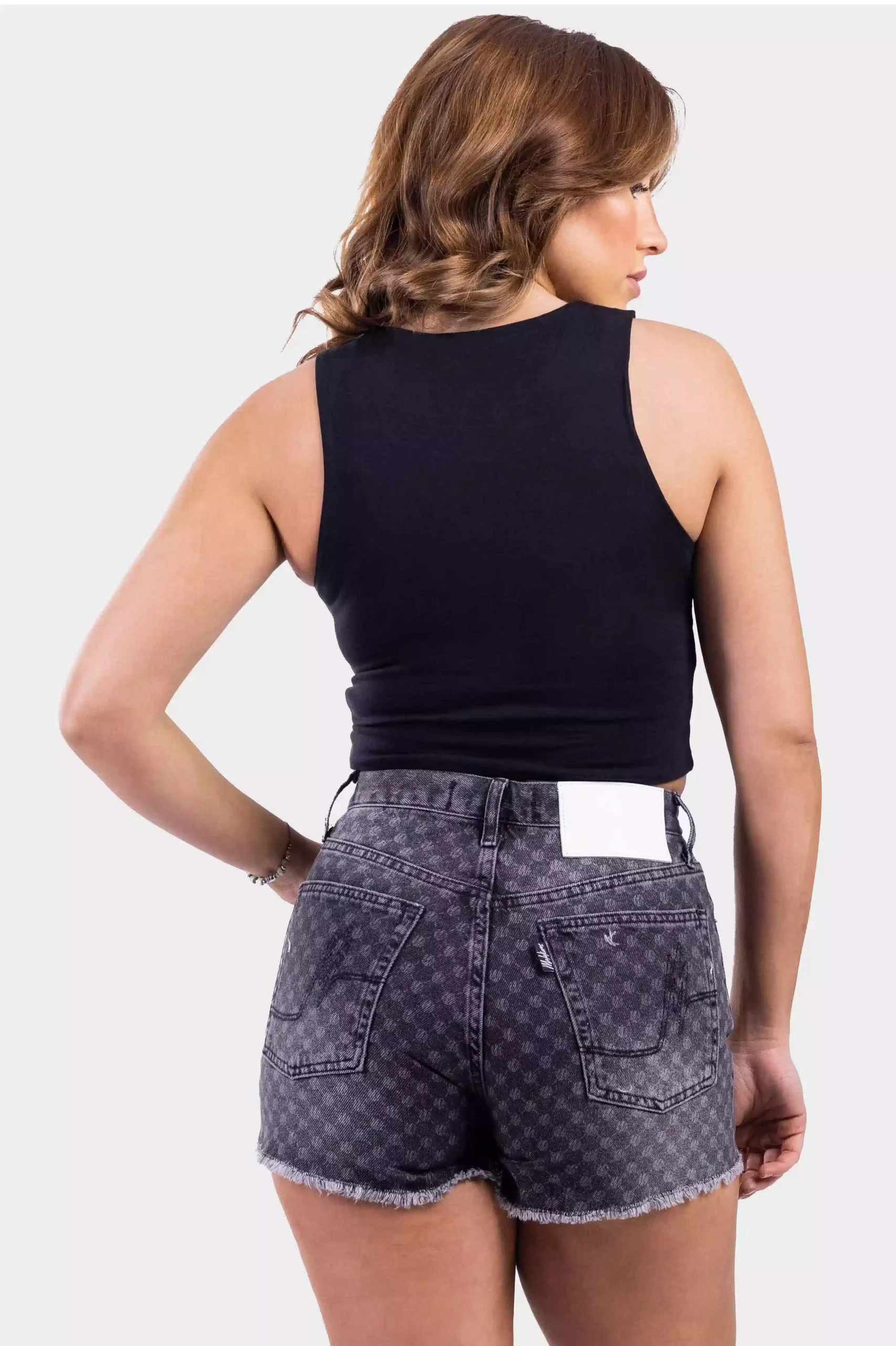 Malelions Motif Crop Top Dames Zwart