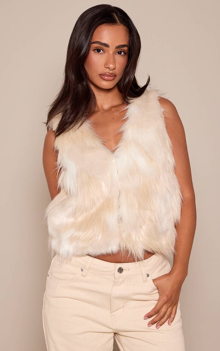 Beige Top Court Sans Manches En Synthétique Petite