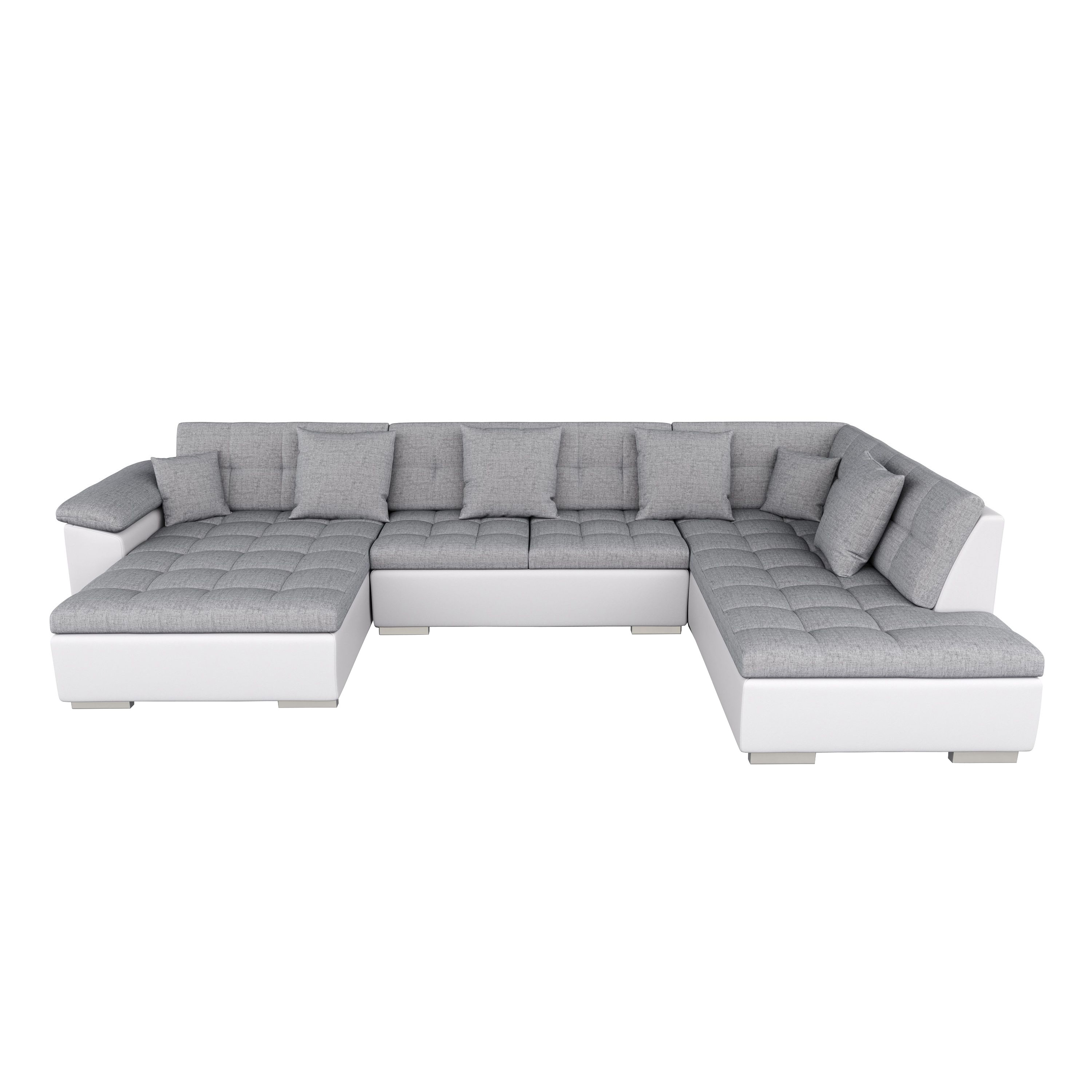 Ecksofa ARIA links grau/weiss