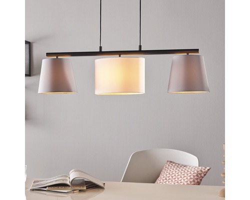 Hanglamp, 3-lichts, HxL 110x86 cm, zwart/grijs/wit