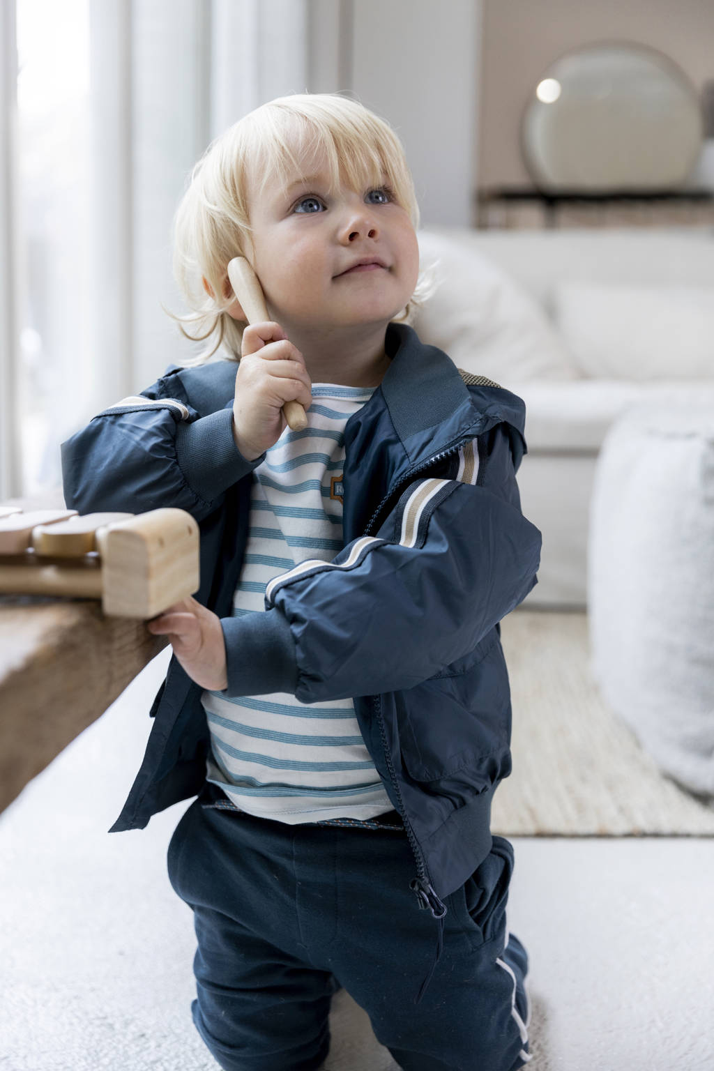 Dirkje zomerjas Jacket met contrastbies donkerblauw