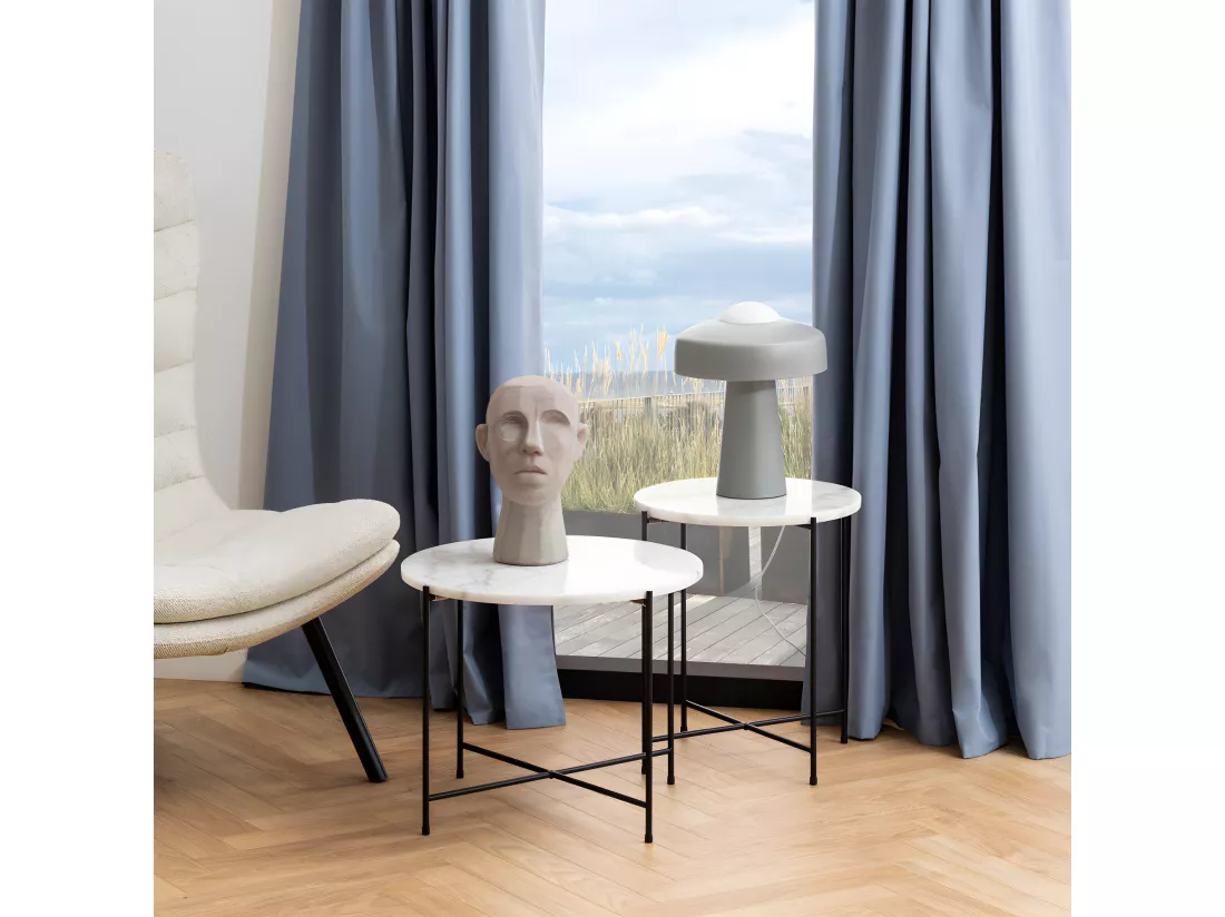 Tangara - Table d'appoint ronde en marbre ø42cm - Marbre blanc