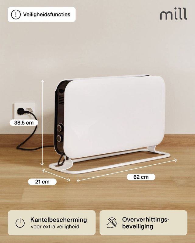 Mill - SG2000MEC - Convector Kachel - Wit - 2000 Watt