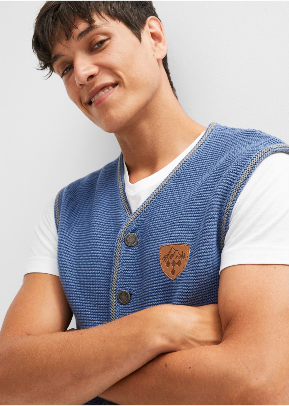 Gilet sans manches en maille style bavarois