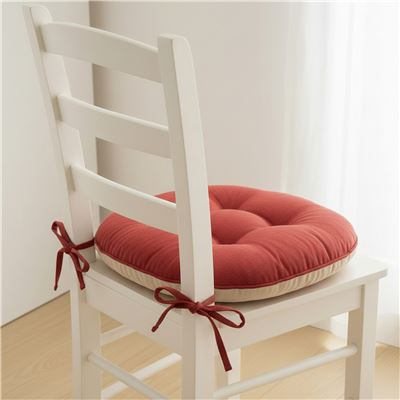 Galette de chaise unie double face ronde - Lot de 2