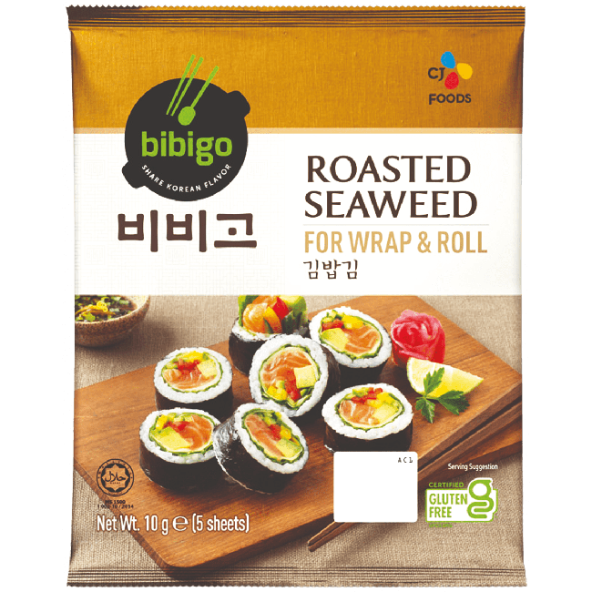 CJ Bibigo Wrap & Roll Sushi Nori Zeewier Geroosterd 10g