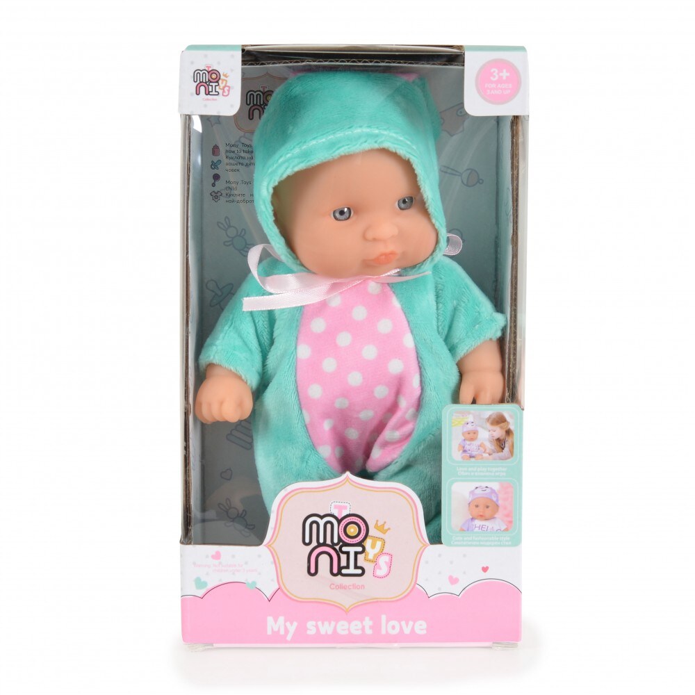 Moni Kinderpuppe 20 cm Hase Spielpuppe, Hasenkostüm bewegliche Arme ab 3 Jahren grün