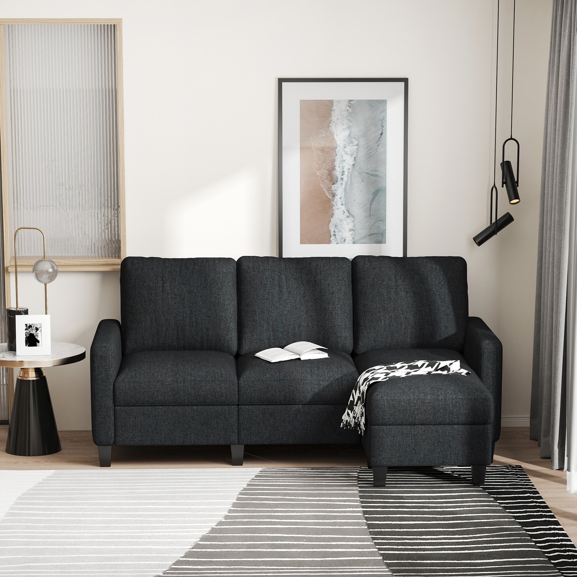 HOMCOM 3-Sitzer-Sofa mit zwei Liegesesseln und einer Chaiselounge 197 x 139 x 91 cm (BxTxH)