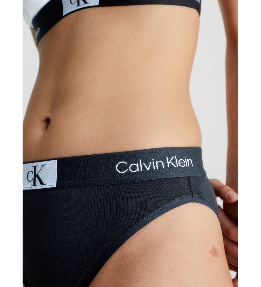 Calcinha brasileira de cintura alta Calvin Klein CK96 preta
