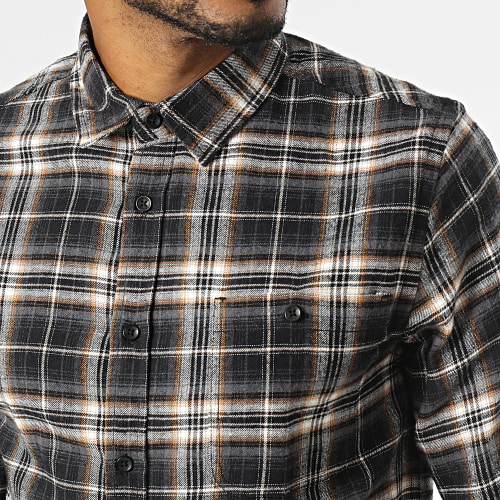Chemise Manches Longues A Carreaux Stoby Noir Gris