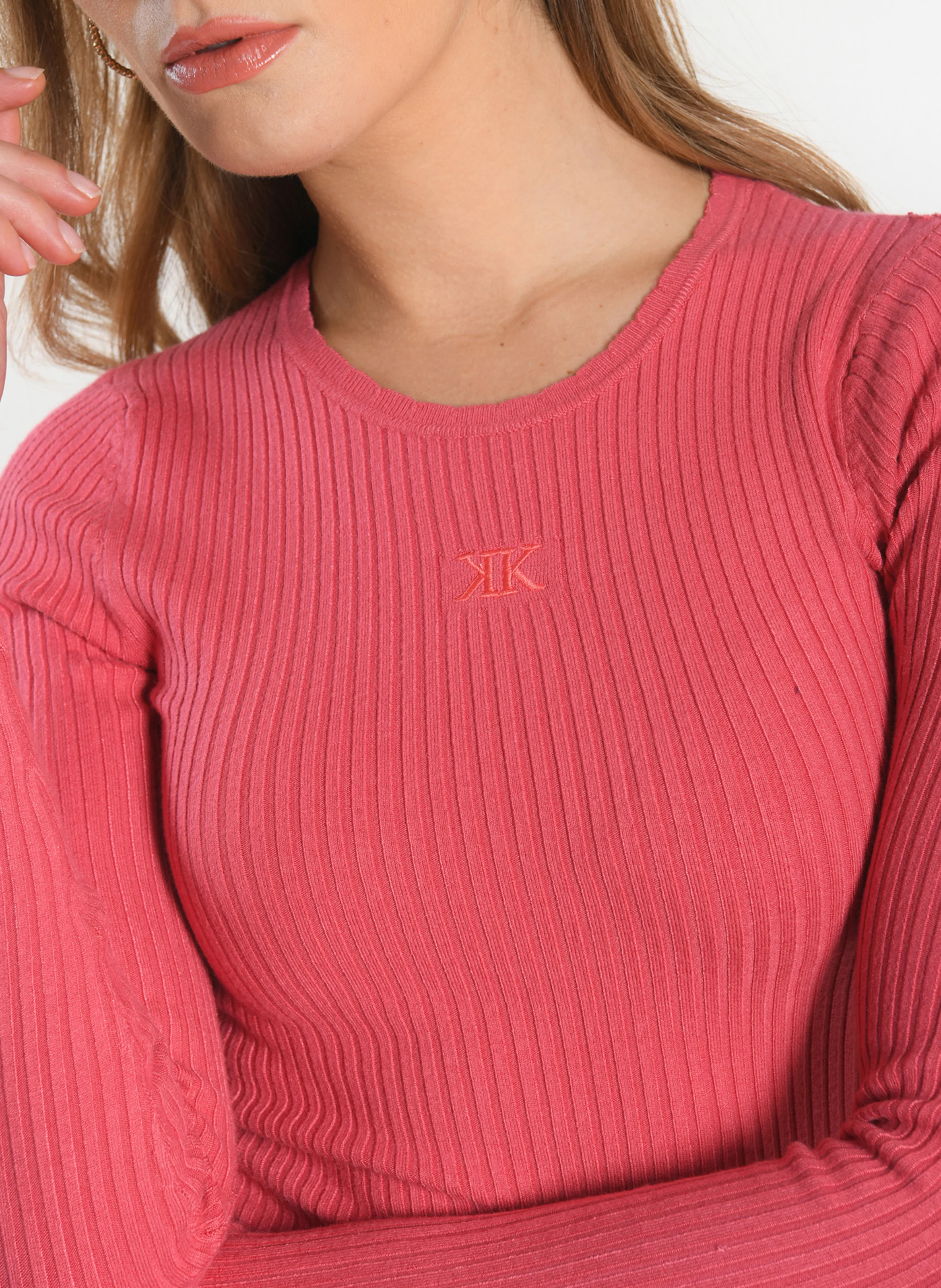 ELISA - Pull en maille fine côtelée | Rose