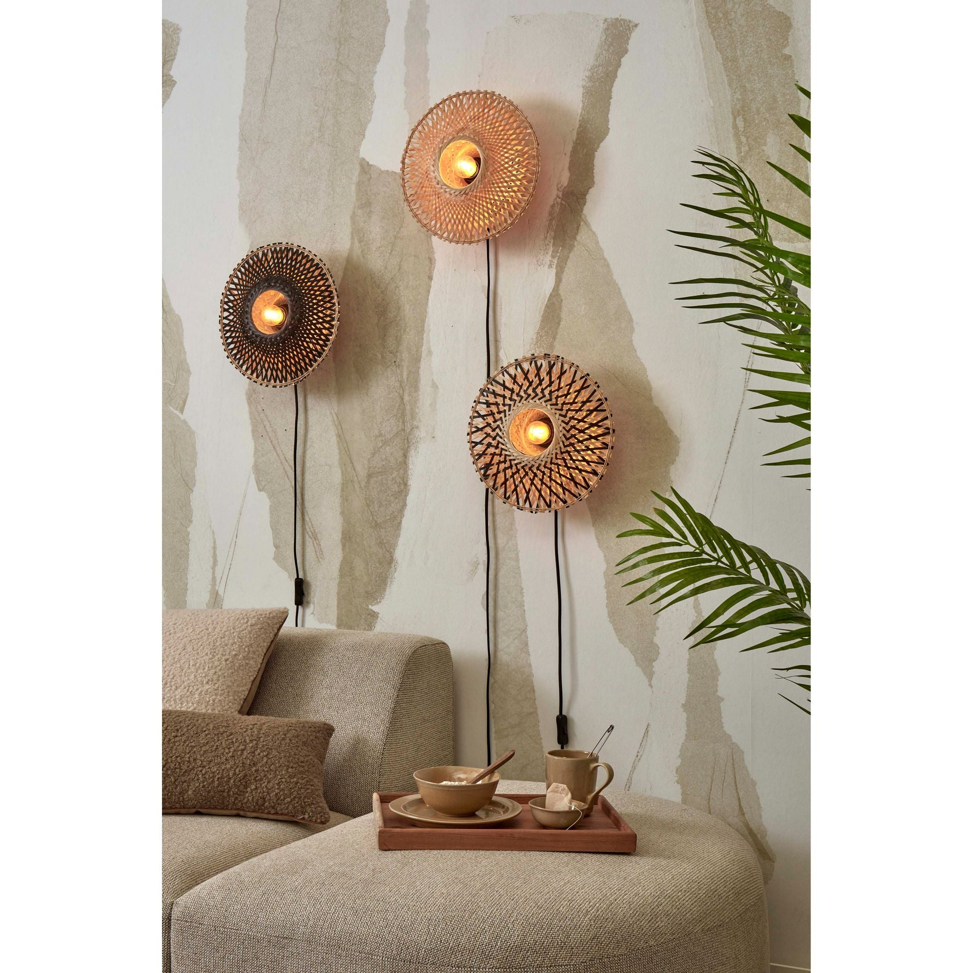 GOOD&MOJO Kalimantan Wandlamp Rond - Ã30cm - Bamboe