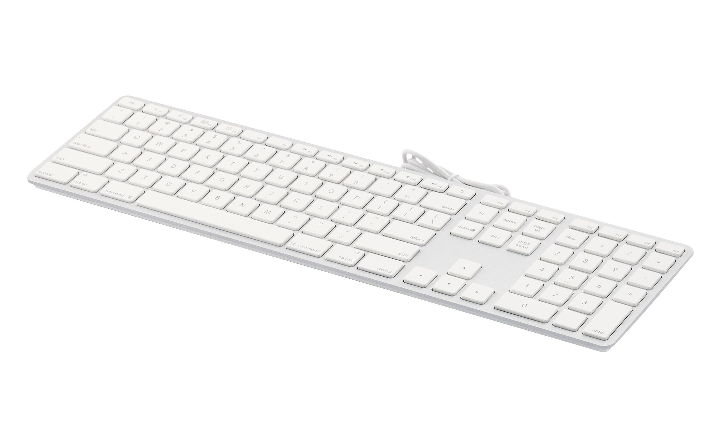 Tastatur KB-1243 Weiss, US-Layout mit ZiffernblockElegante Tastatur mit Aluminiumcover