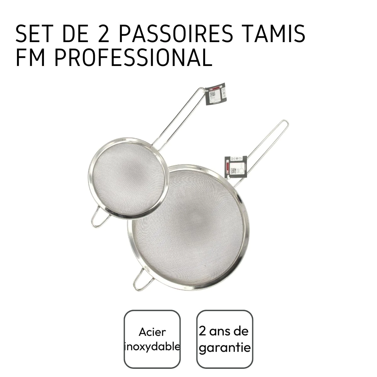Set de 2 passoires inox 15 cm et 24 cm l FM Professional