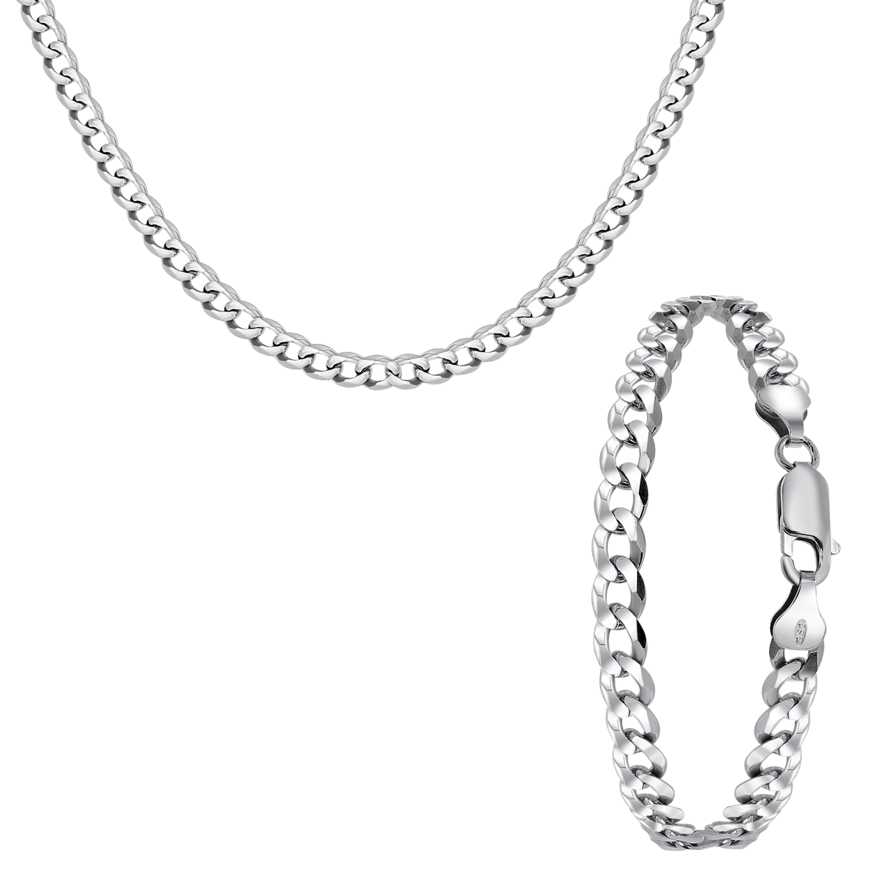 Gerecycled zilveren set ketting&armband gourmet.