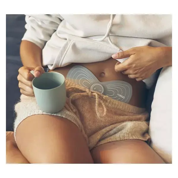 Adesivo de eletroterapia Urgo Urgogyn para cólicas menstruais, recarregável.