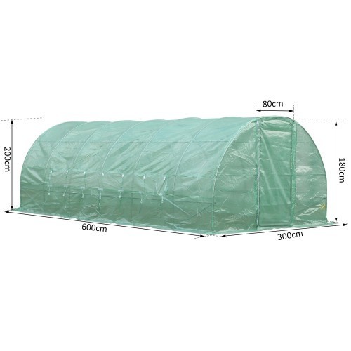 Estufa de jardim Outsunny com 6 janelas, verde