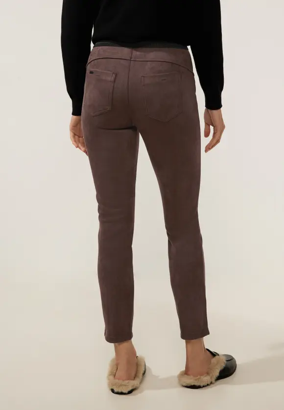 Skinny Hose in Velour Optik - chestnut