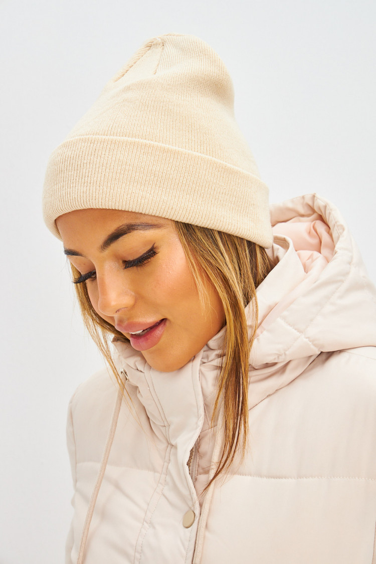 Bonnet côtelé beige