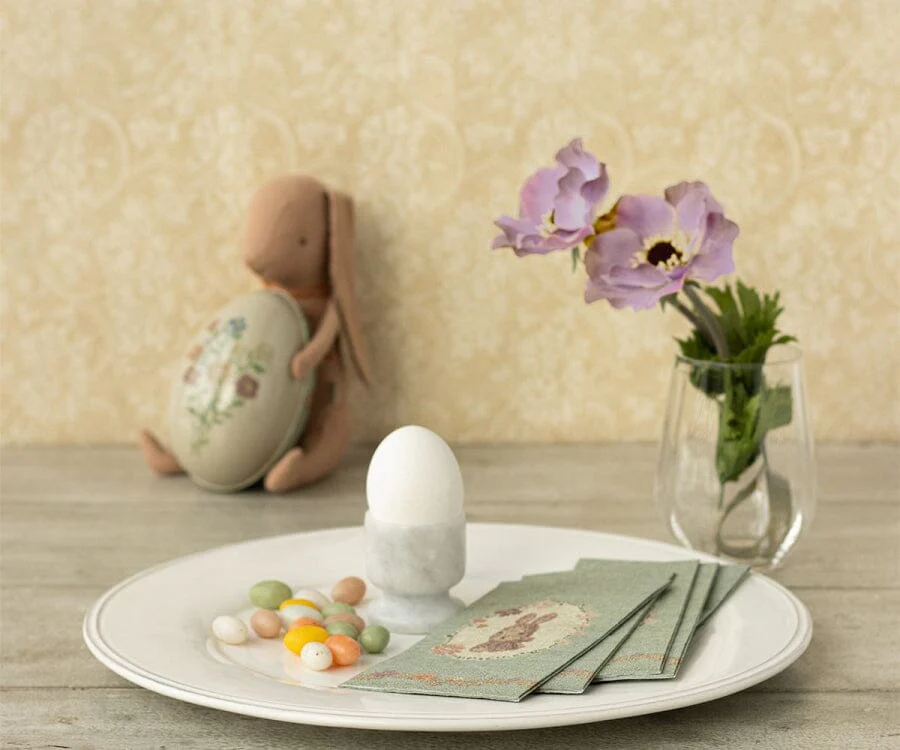 Maileg Napkin, Lapin De Pâques green rose