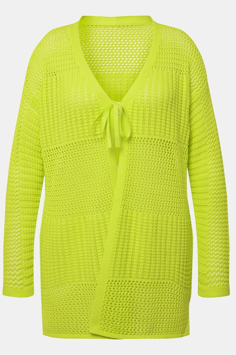 Strickjacke, Lochstrick, Oversized, V-Ausschnitt