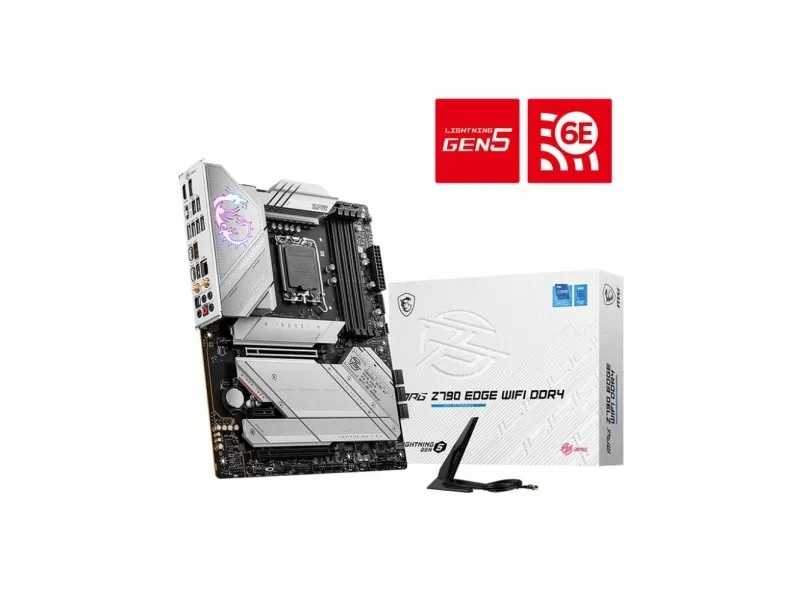 [OUTLET] - MSI MPG Z790 Edge WIFI DDR4 - Bundkort - ATX - LGA1700 sokkel - Z790 Chipset - USB 3.2 Gen 1, USB 3.2 Gen 2, USB-C 3.2 Gen2, USB-C 3.2 Gen 2x2 - 2.5 Gigabit LAN, Bluetooth, Wi-Fi - onboard grafik (CPU påkrævet) - HD Audio (8-kanaler)