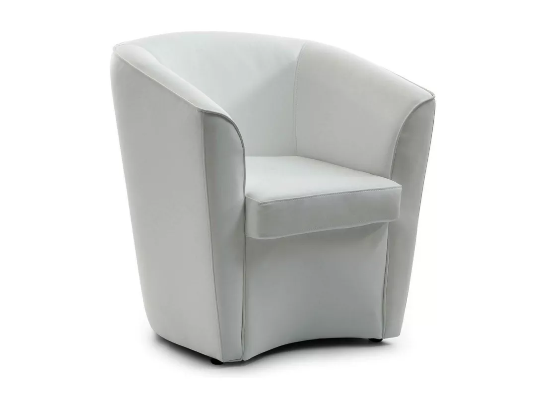 Fauteuil Dabbiat, Fauteuil de salon, 100% Made in Italy, Fauteuil relaxant en éco-cuir, 70x60h74 cm, Blanc