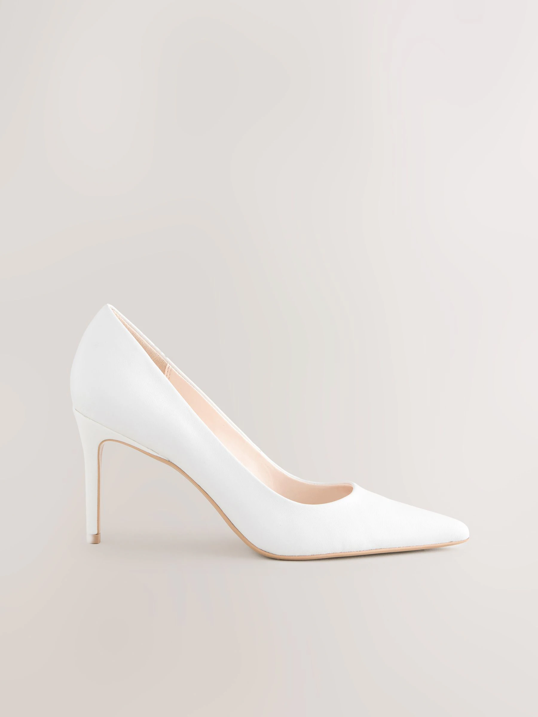 Wit - Leren mid-court pumps