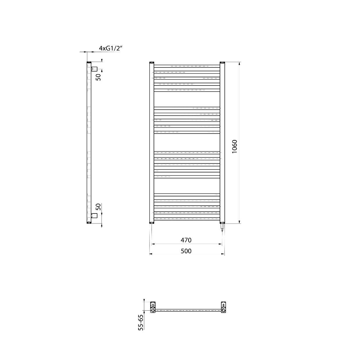 Sapho Metro E elektrische radiator 50x106cm 400W wit
