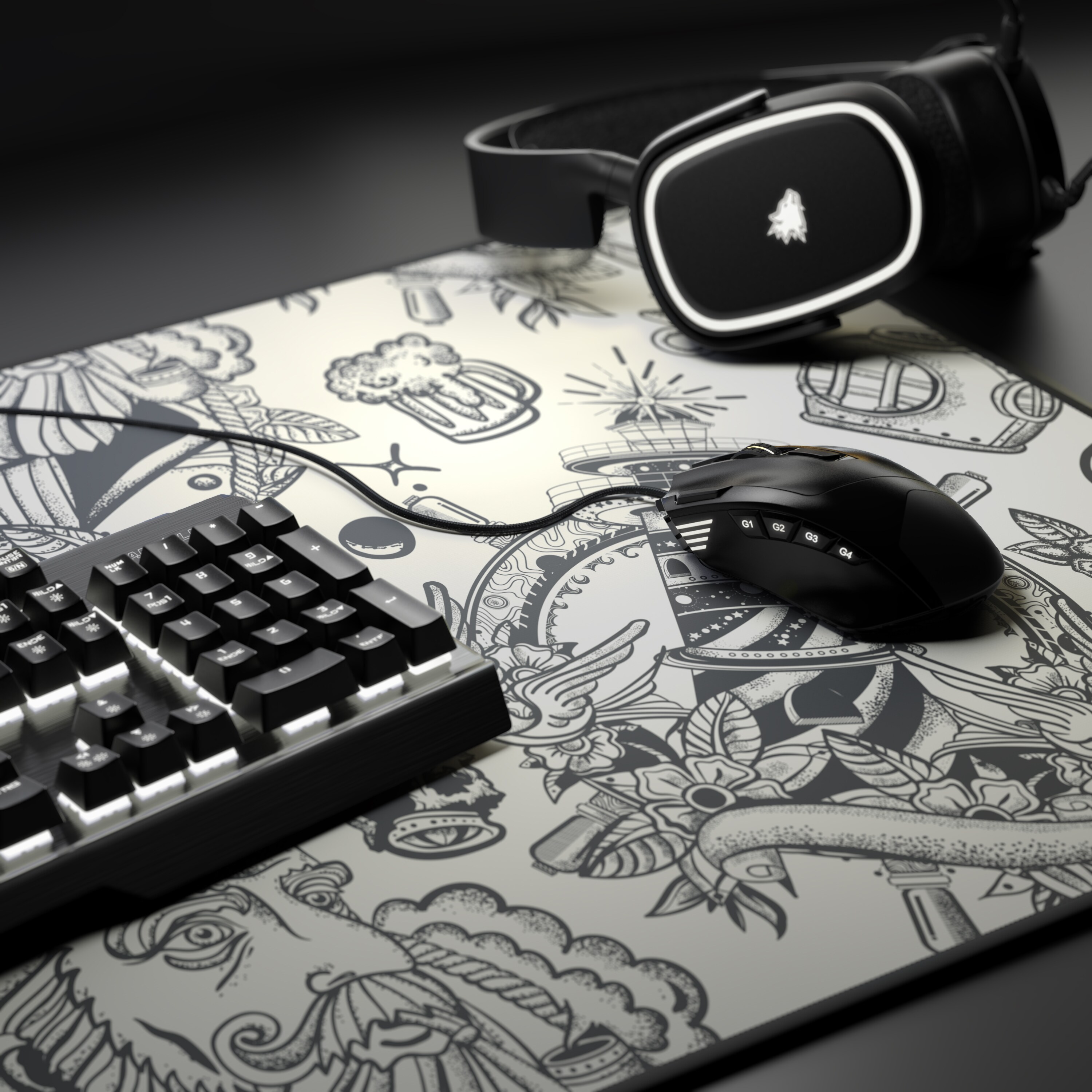 Titanwolf XXL Speed Gaming Mauspad Titanwolf Schwarz 900 x 400mm, XXL Mousepad, Tischunterlage Large Size, verbessert Präzision und Geschwindigkeit