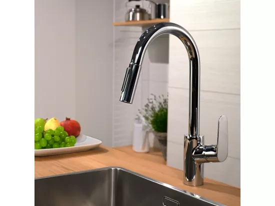 Robinet de cuisine avec douchette HANSGROHE Focus M41 240 2 jets chromé + nettoyant Briochin