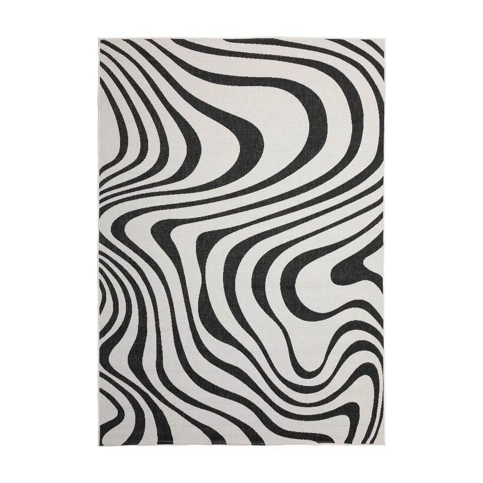 Interieur05 Buitenkleed Swirl Zwart - 290 x 200 cm