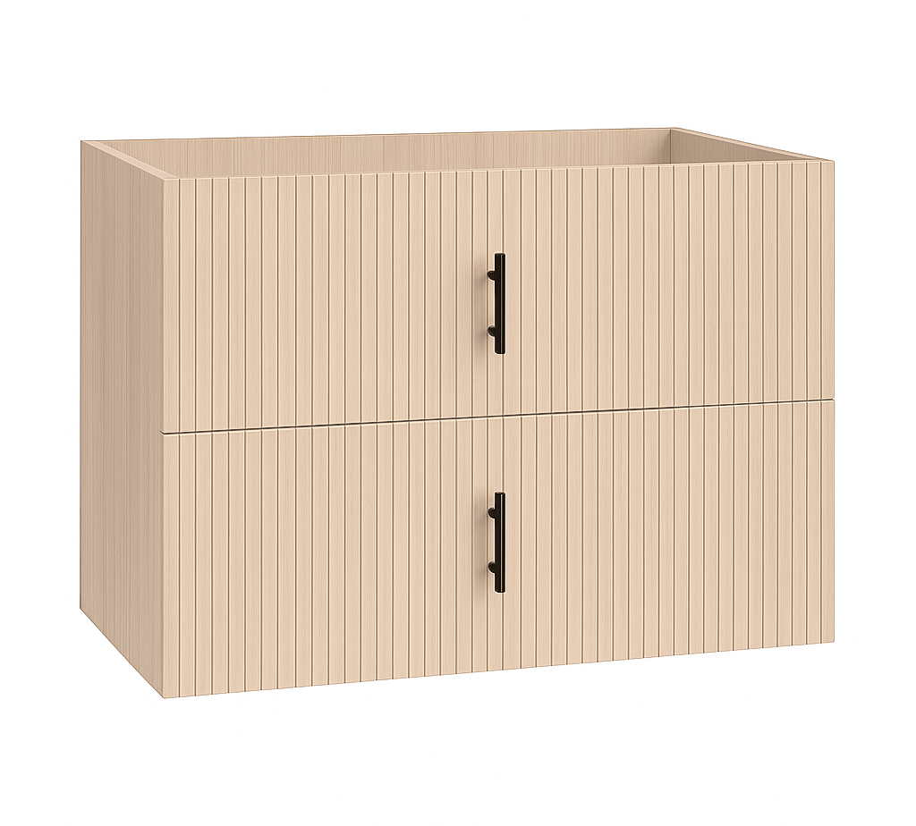 Muebles Raya onderkast ribbelfront 80cm met 2 softclose lades naturel eiken
