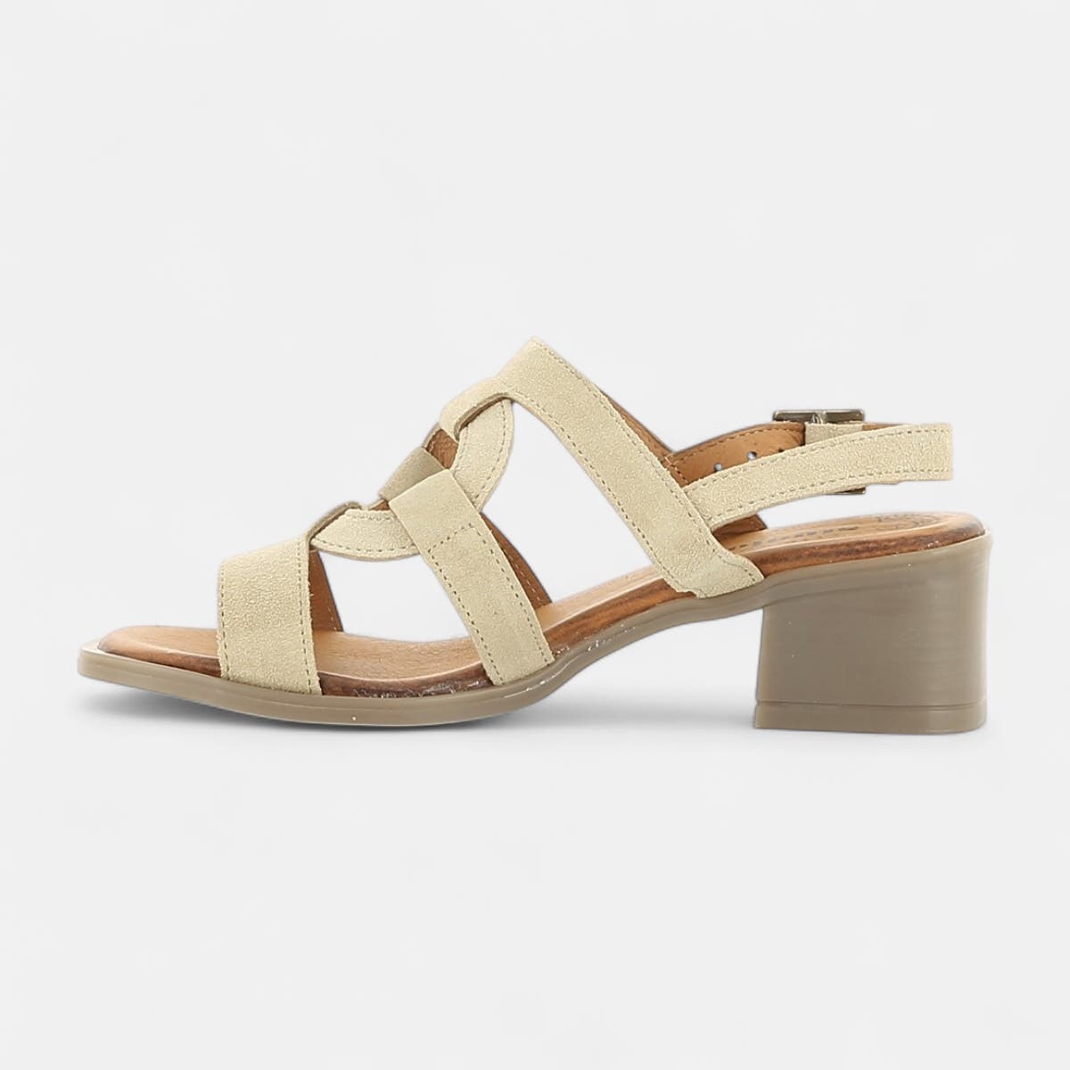 Nu-pieds Femme en cuir beige