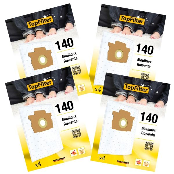 Lot de 4 packs de 4 sacs aspirateur 64140 Rowenta Silence Force Moulin