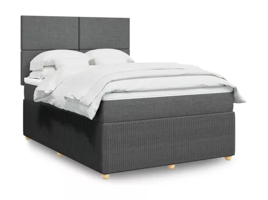Sommier à lattes de lit avec matelas Gris foncé 160x200cm Tissu