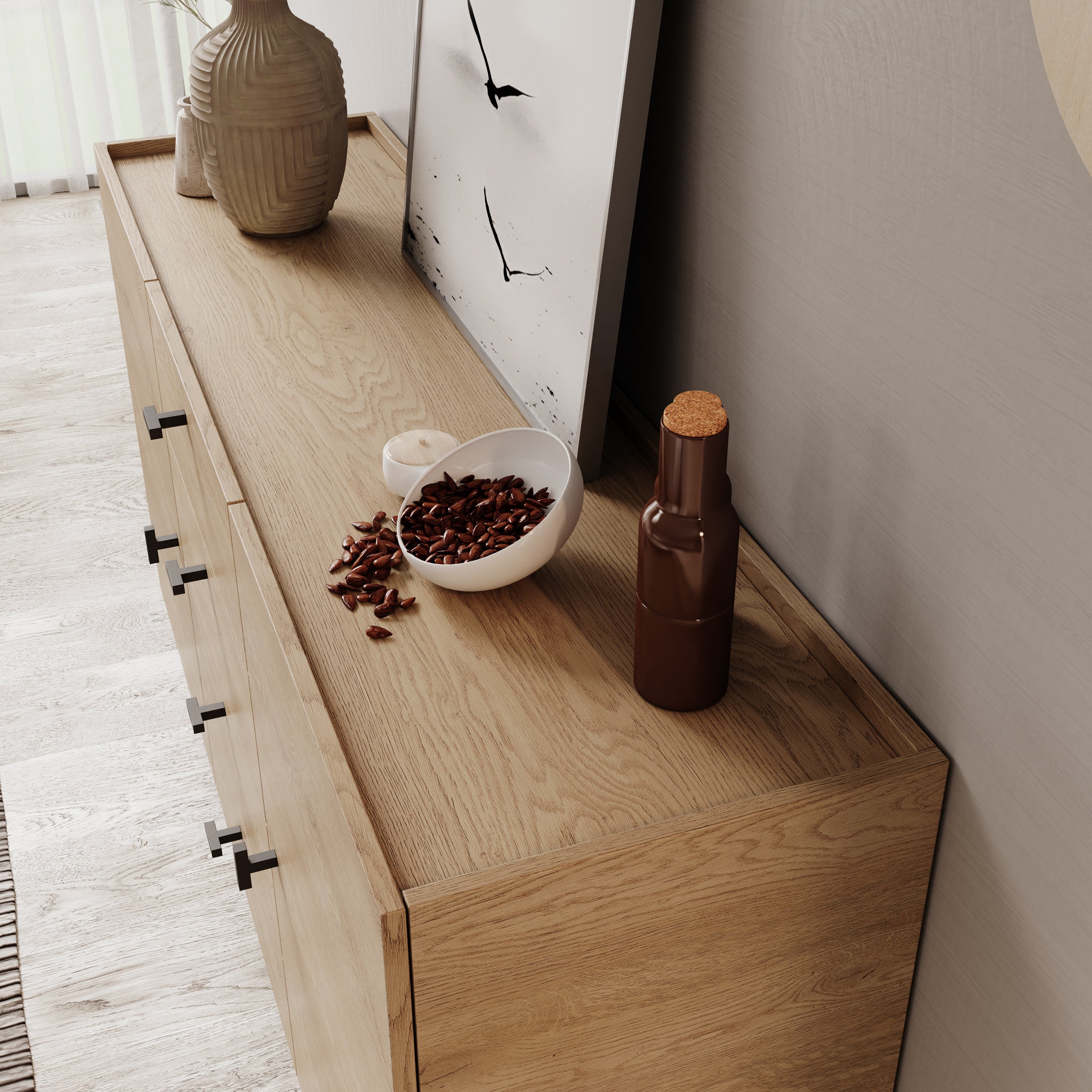 Meubella - Vornas 2 - Dressoir - Eikenpatroon - 151x40x90 cm