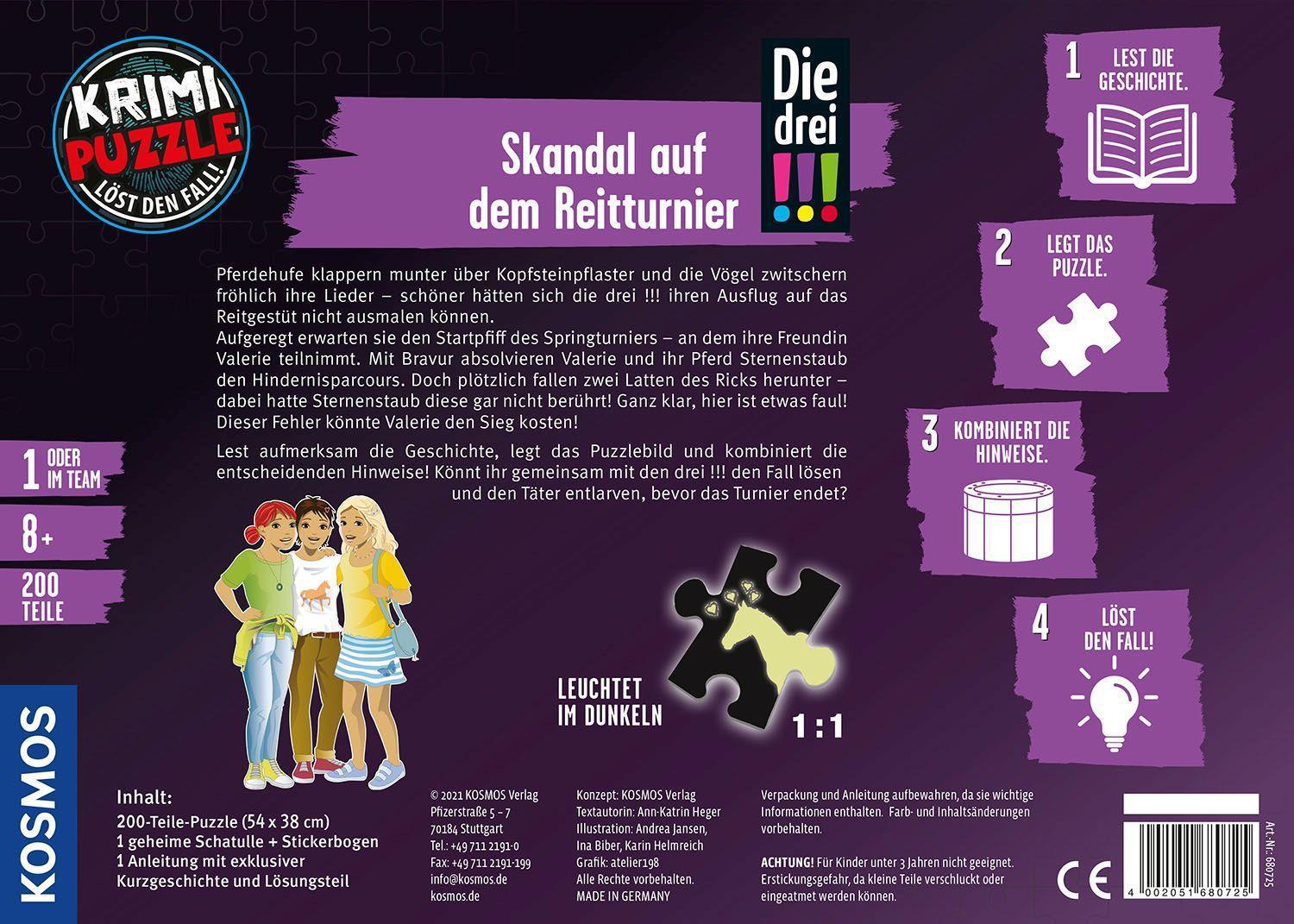 Krimi-Puzzle: Die drei !!! - Skandal auf dem Reitturnier 200-teilig