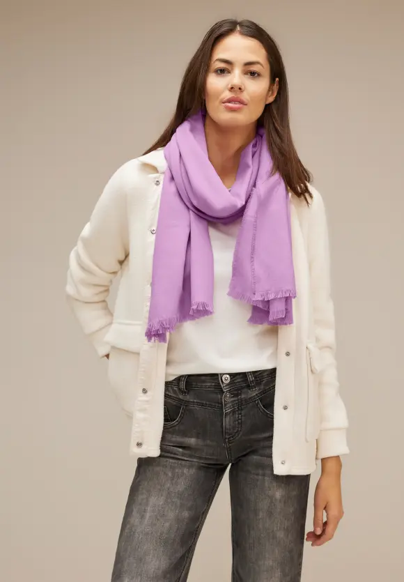 Cosy Schal mit Fransen - bright rose