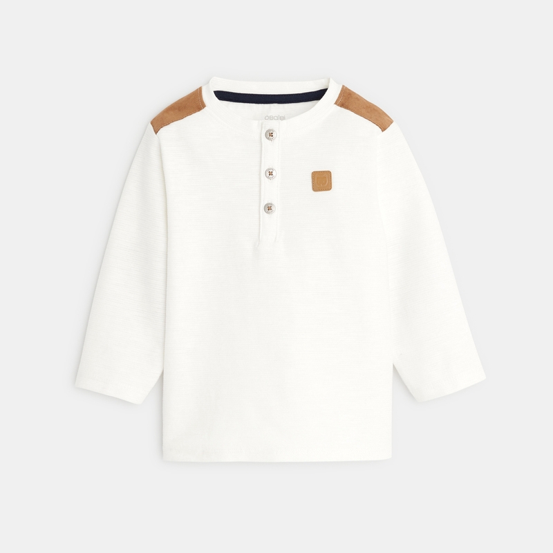 T-shirt tunisien flammé à patchs blanc bébé garçon