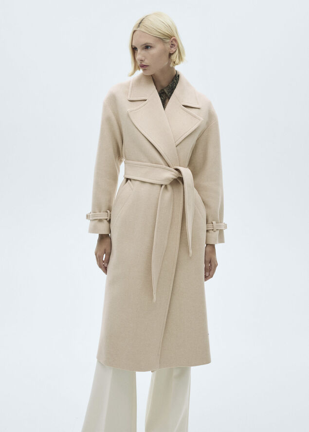 MANGO Maxi lapel Manteco wool coat Lt pastel grey