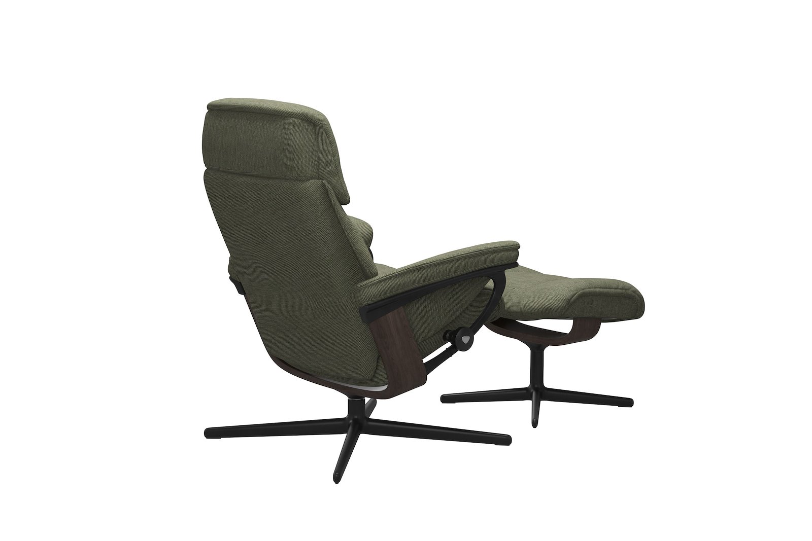 Ruby lenestol med krakk Tekstil Jasmine Dark Green - Sort Cross - Wengebeiset