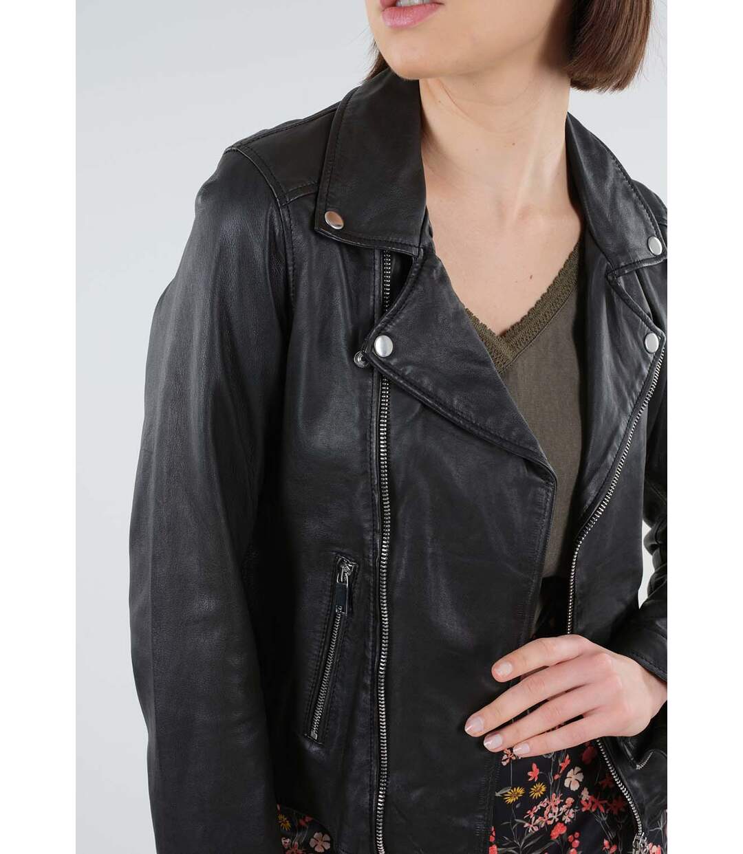 Blouson en cuir style motard NYAH