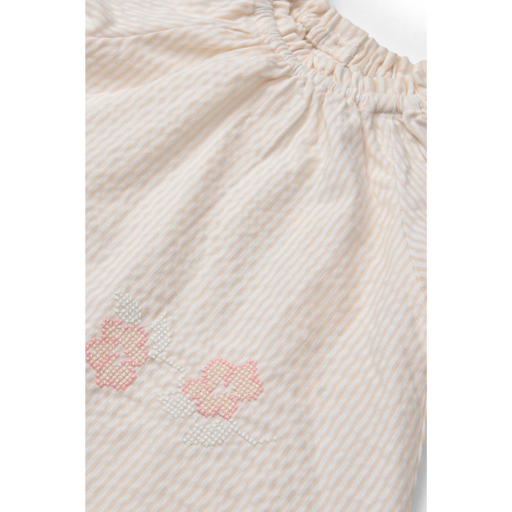 Køb COPENHAGEN COLORS Dusty Rose W Cream Stripe W. Flower Seersucker Baby-Set W. Embroidery
