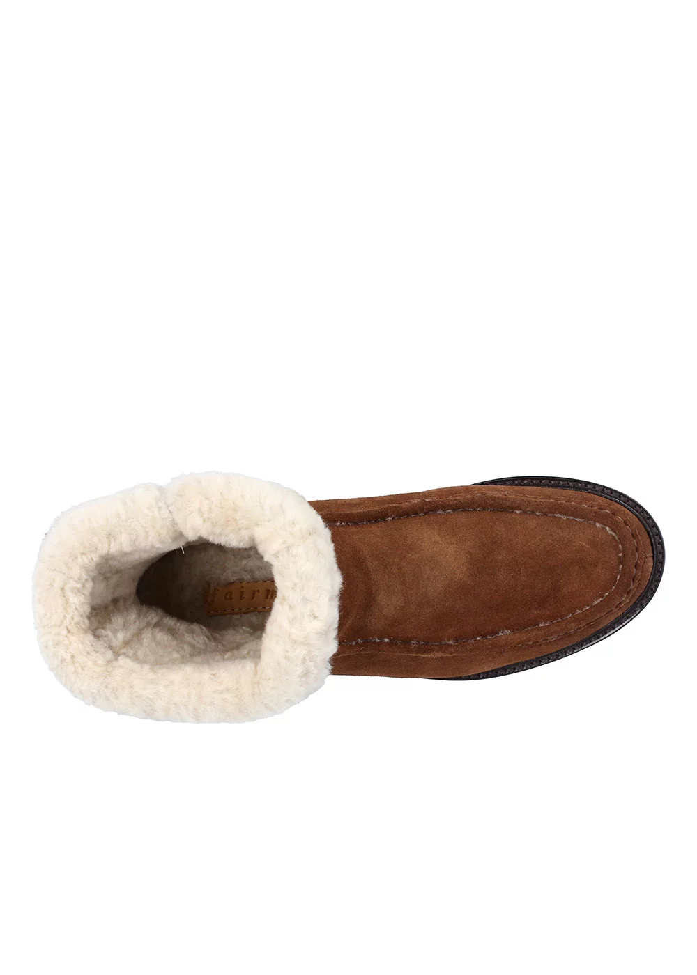 ROLL TOP SHEARLING BOOTEE CUIR MARRON CLAIR
