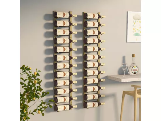 Casier à vin mural pour 12 bouteilles 2 pcs Doré Fer